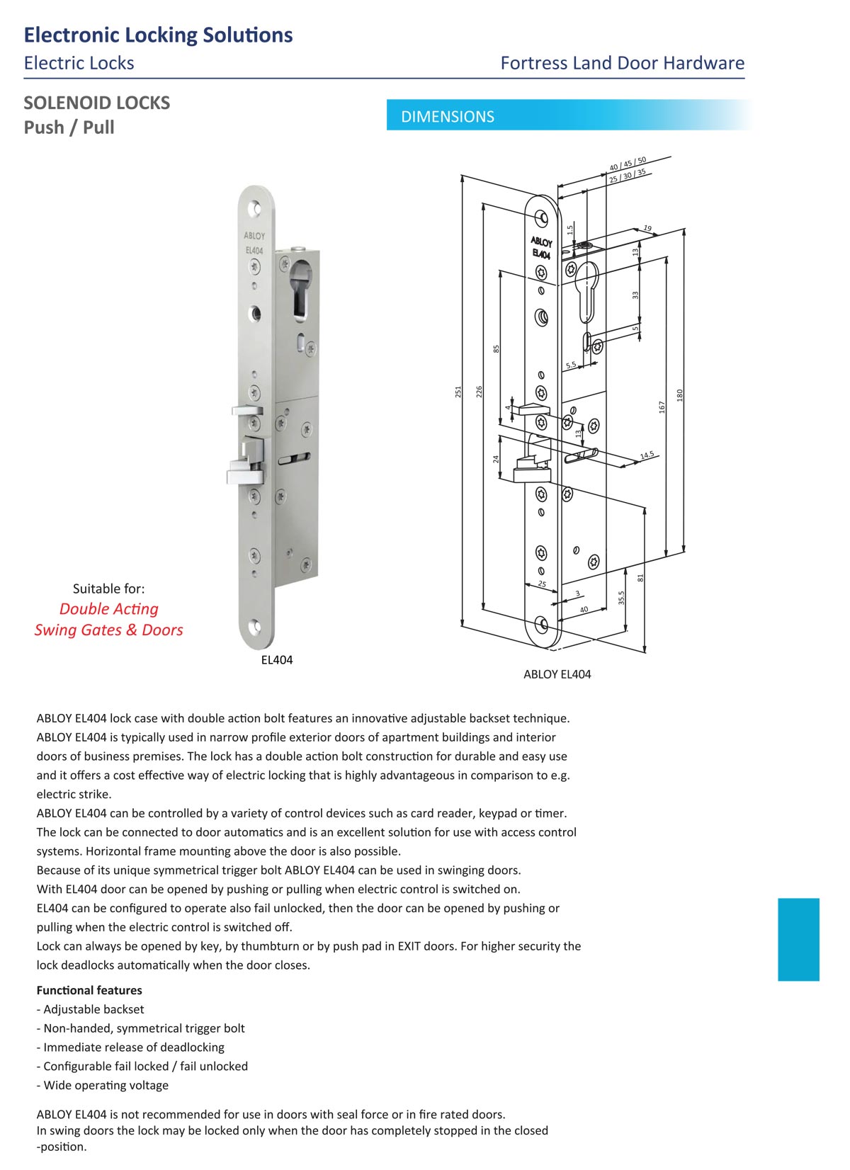 abloy electric lock, abloy el560, abloy electric lock, electronic controlled lock, emergency exit door lock, high security access control lock, double swing doorlock, electric strike, fire rated electric lock, Fortress Land Security Company Yangon, Myanmar