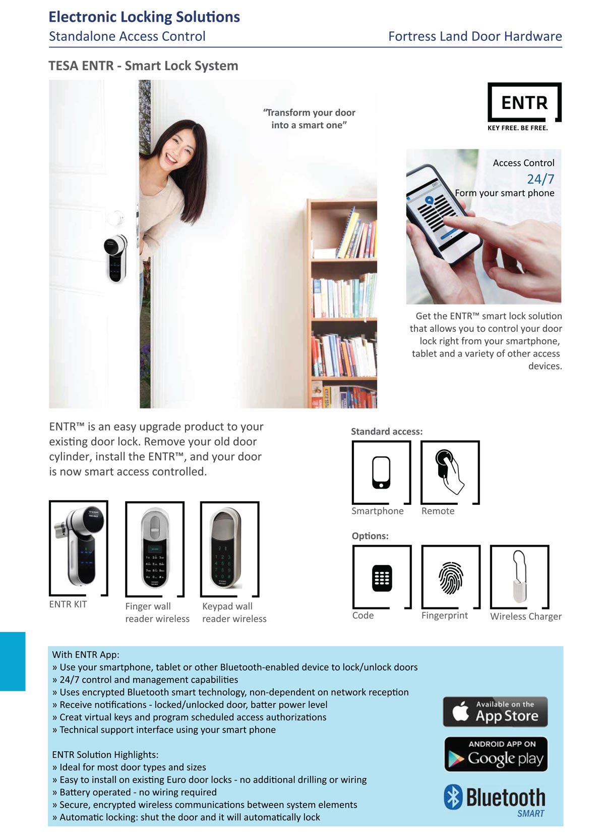 smart door lock, card access door lock, security door lock, fingerpint door lock, biometric door lock, ENTR lock, PIN digital door lock, ASSA ABLOY Smart Air, Fortress Land Security Company Yangon, Myanmar