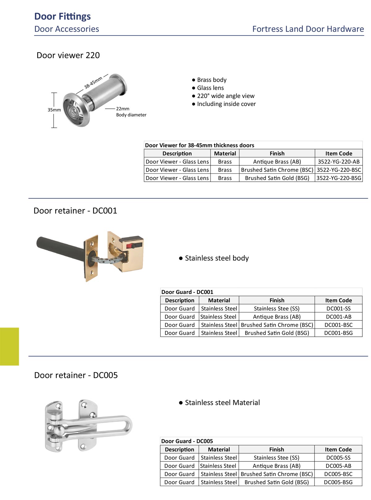 flush bolt, door bolt, door stopper, door viewer, door guard retainer chain, security door guard, stainless steel door viewer, brass door viewer, Fortress Land Security Company Yangon, Myanmar